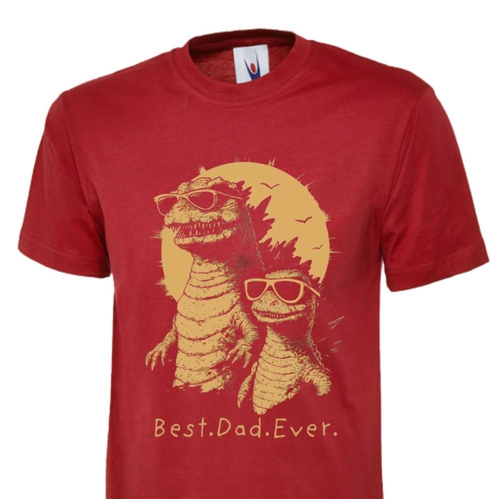 Best dad ever t shirt funny monster dad dino rex fathers day gift papa tee S