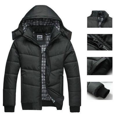 Autumn&Winter Coat Men Black Puffer Jacket Warm Overcoat Parka Outwear Cotton Padded Hooded Down Coat