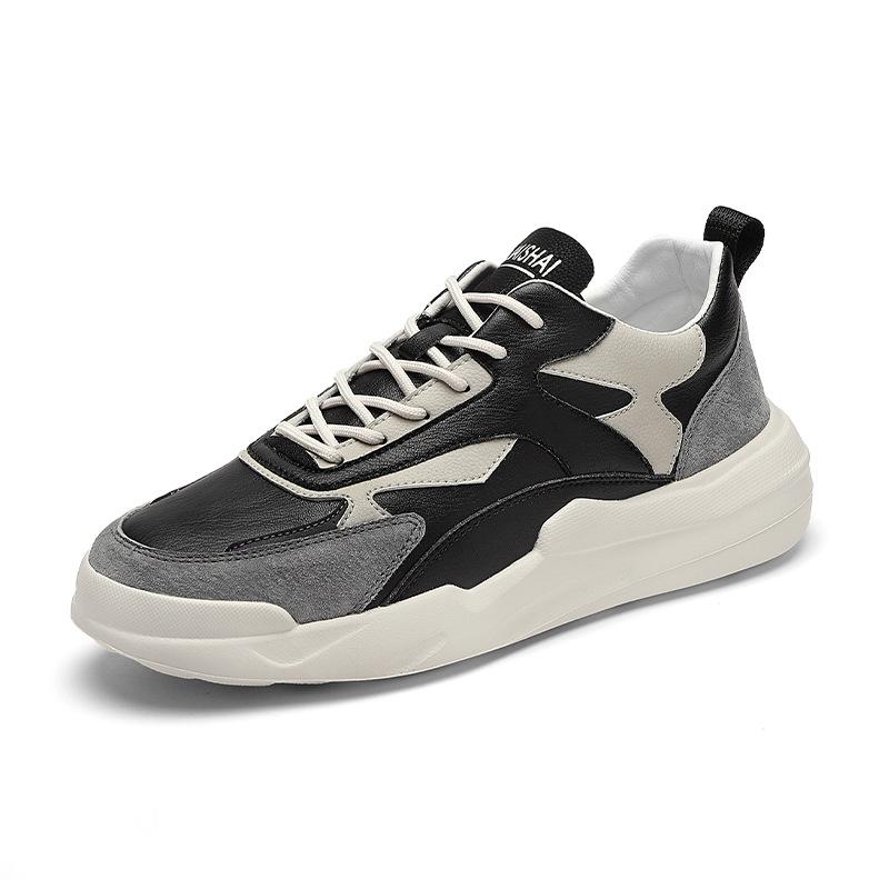 

Autumn men s fashion casual platform shoes student color matching low-top lace-up sports shoes outdoor trendy running shoes 44