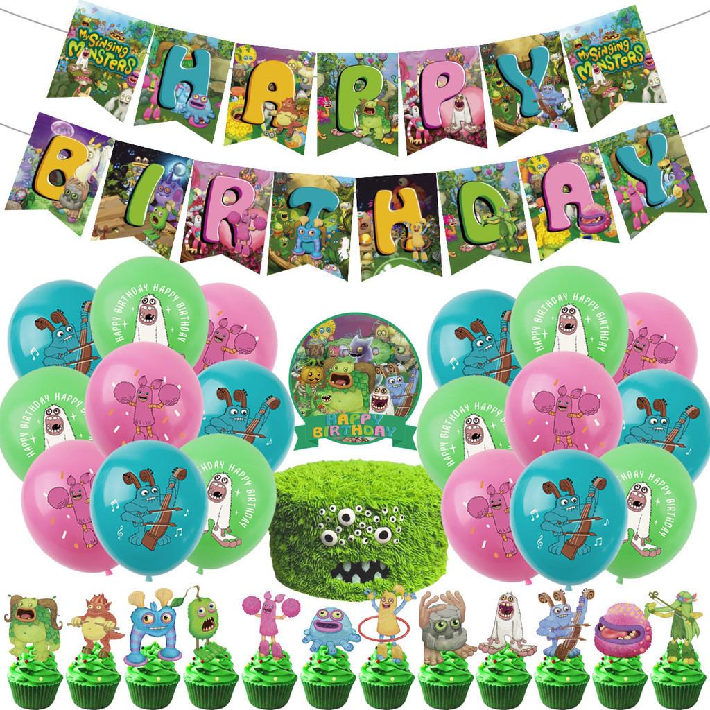 Themed Concert Monster Birthday Party Decorations Hanging Flag Banner Set Balloon