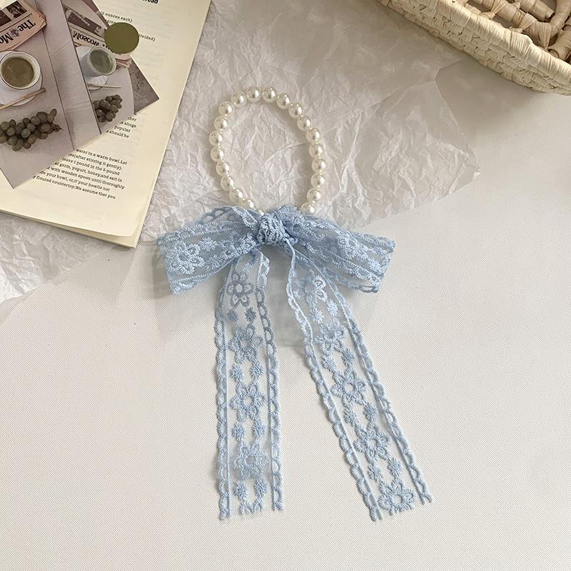 New Lace Pearl Tie Bag Collarbone Chain Necklace Fashion Scarf Premium Hair Band Hair Accessories Silk Scarf Ribbon
