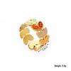 European Ethnic Colorful Stone Open Stainless Steel Drip Oil Turquoise Adjustable Ring