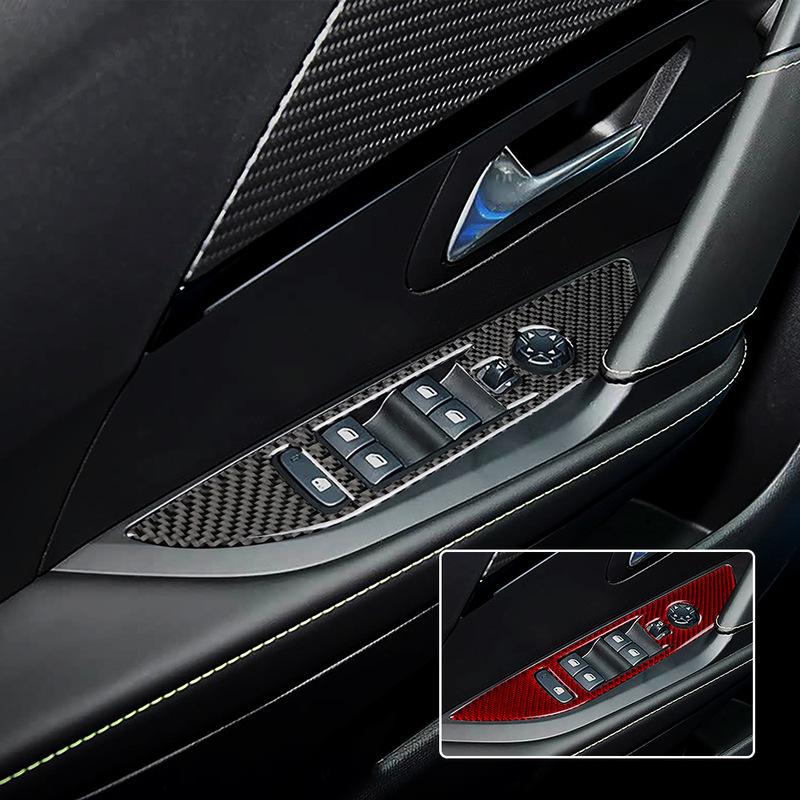 For Peugeot 208 2020 2021 2022 2023 2024 2025 Solf Carbon Fiber Center Console Gear Shift Frame Window Switch Trim Cover Sticker
