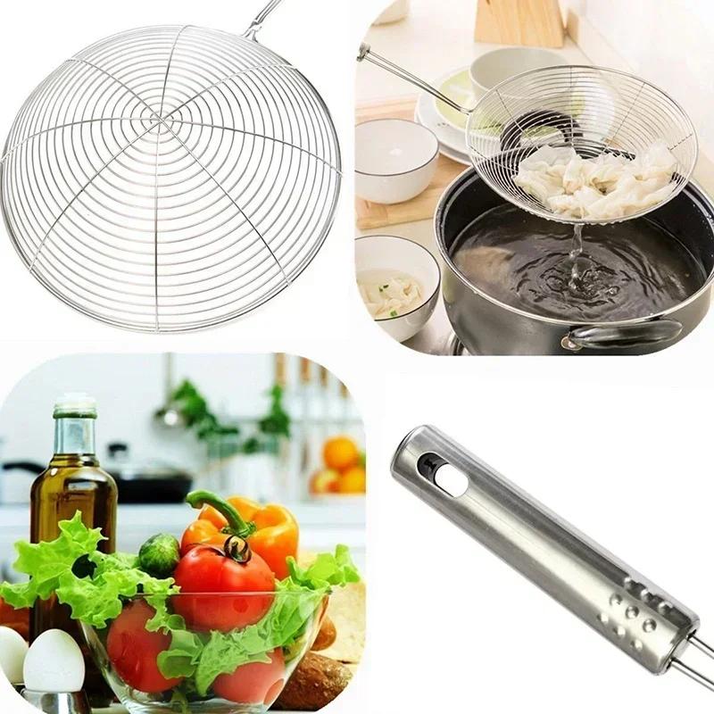 Premium 304 Stainless Steel Spider Mesh Strainer & Colander Ladle Skimmer Cooking Tool Kitchenware Heat-resistant Kitchen Tools