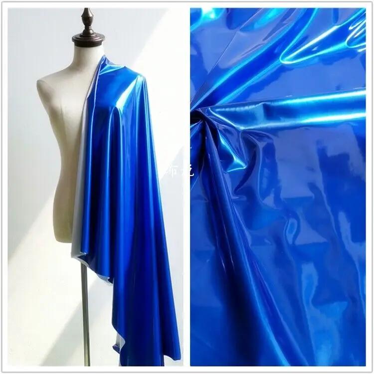 

50X140Cm Glossy Pu Faux Leather Fabric Stretch Shiny Material for Diy Sewing Upholstery Dress Leggings Home Decor 0.5x1.45m королевский синий