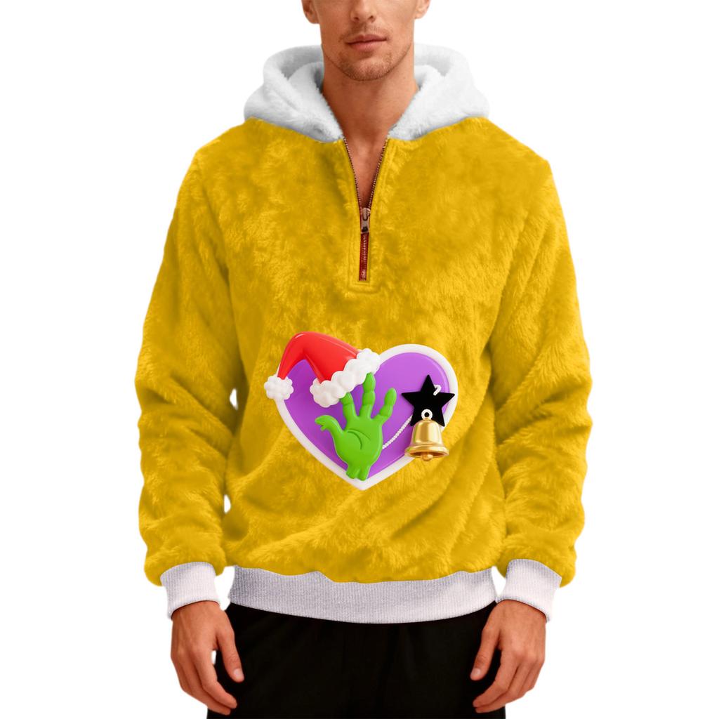 Men's Plush Half Zipper Hooded Hood Hoodie