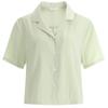 Shop   Women Collar Neck Semi Crop Plain Short Sleeve Blouse Shirt Ivory Ean Wsh