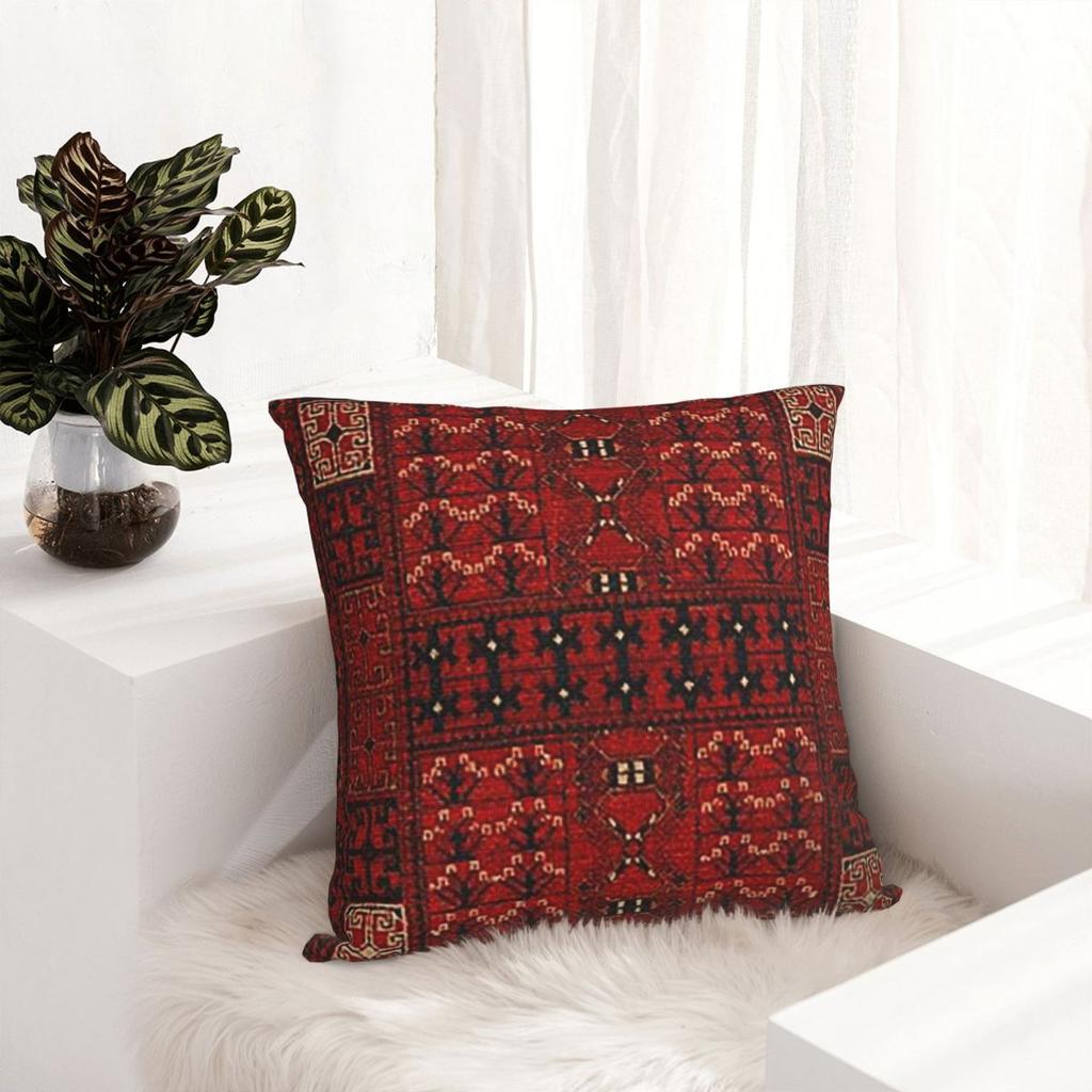 Retro Red Ethnic Style Square Pillowcase Cushion Cover Pillow Case Throw Pillow Cover for Home Bedroom Car