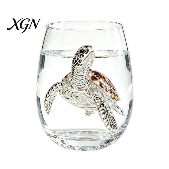 Personalized Daily Use Glassware Stemless Wine Glasses with Marine Animal Pattern, 420ml Capacity, High Borosilicate Halloween Themed Drinking