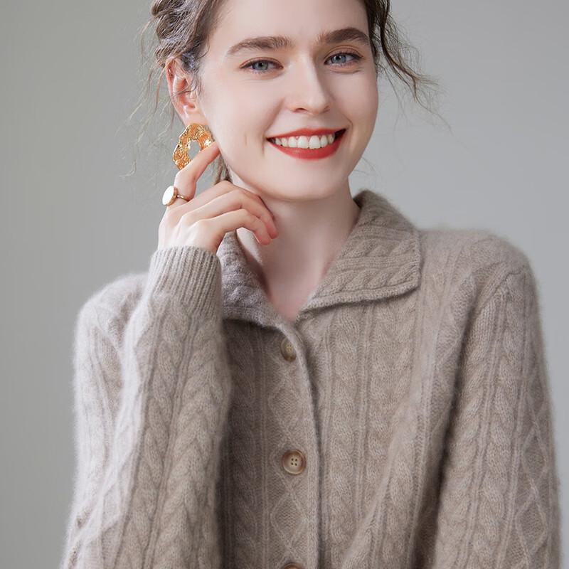 Women's Thickened Cashmere Lapel Cardigan Sweater