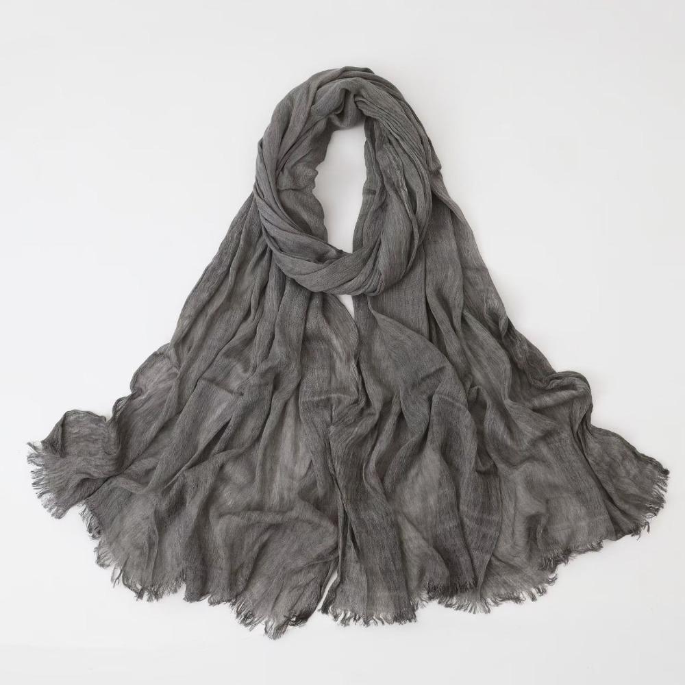 Solid Color Crinkle Hijabs Tie-dye Rayon Female Turban Women Muslim Scarf Shawls  Four Seasons