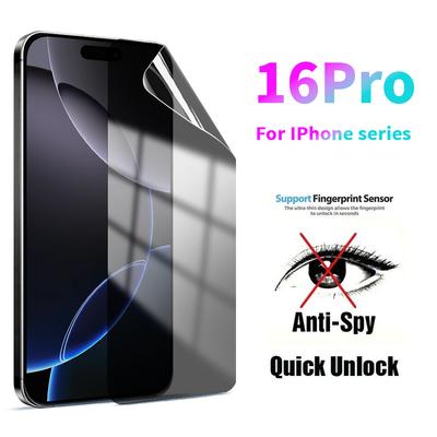 For iPhone 16 15 14 13 12 Mini 11 Pro Max X XR XS Max 6 6s 7 8 Plus SE 2020 Privacy Screen Protector Soft Hydrogel Film