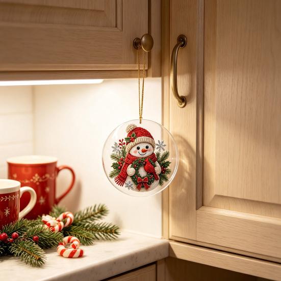 Acrylic Holiday Hanging Ornaments Christmas Ornament, Double Side Printed Santa Pendant for Tree Window, Personalized Gift Tags 2D Flat Festive Decor