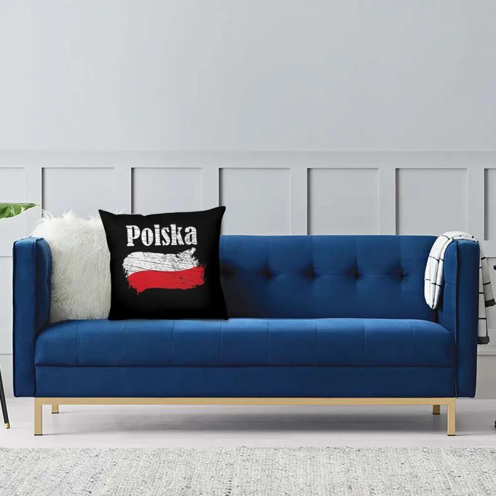Polska Polish Flag Vintage Poland Lovers Square Pillow Case Decorative Pillow  Cushion Covers