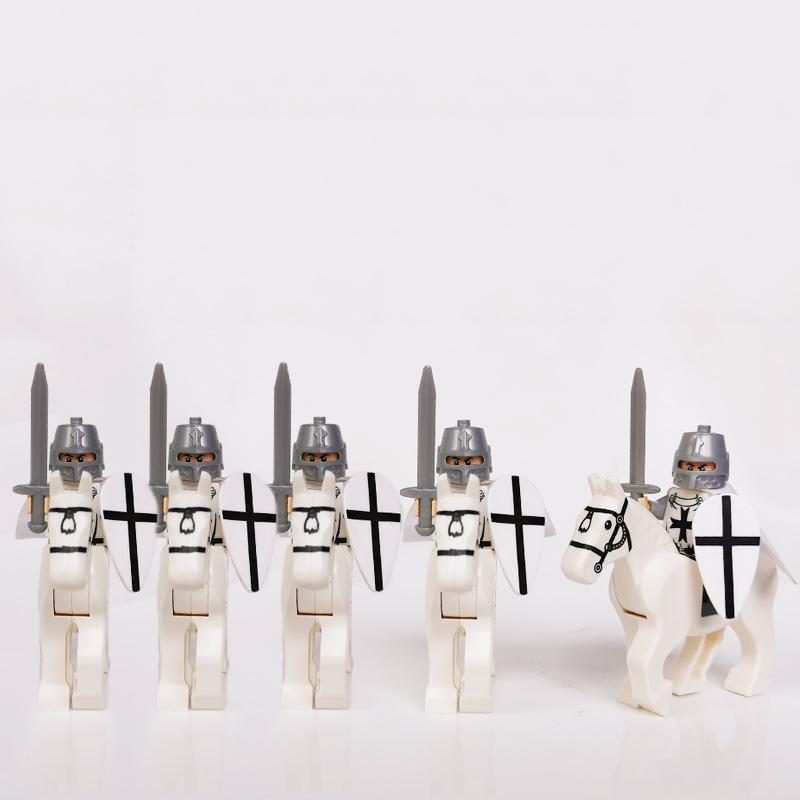5 Sets Mittelalterliche Burg Ritter Dunkler Sauron Schlacht Fünf Heere König von Rohan Römischer Soldat mit Pferdefigur Bausteine Kinderspielzeug
