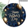 2D Flat, Hanging Ornaments | 7.87Inch Round Wall Hanging Aluminum Sign With Blue Roses And Golden Balloons, 'Happy Father'S Day' Cursive Text