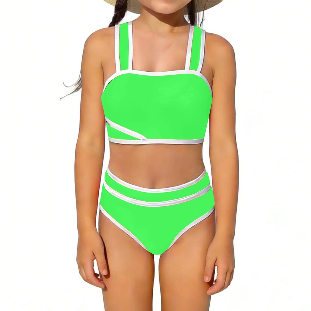 Children's Fashion Color Two-piece Swimsuit Set