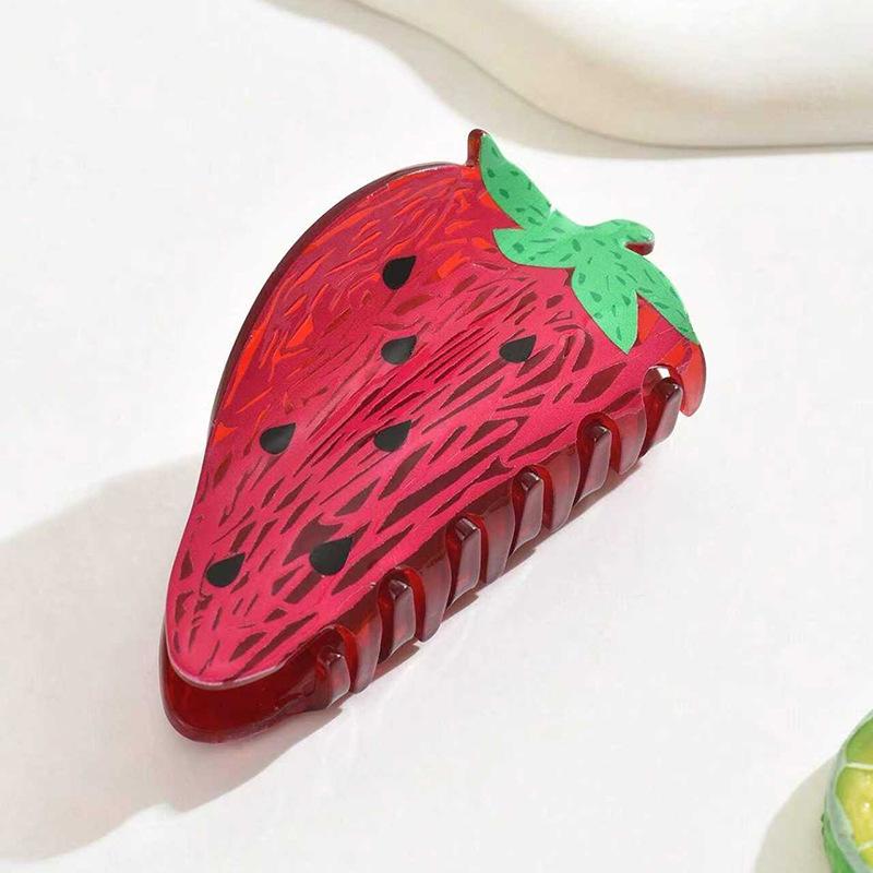 Sommerliche Frucht-Haarspangen: Acryl-Haarnadel mit Wassermelonen- und Erdbeermotiv für Hochsteckfrisuren