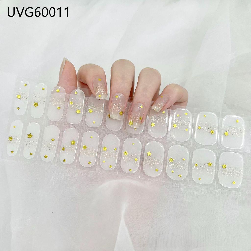 Transparent Nude UV Gel Nail Art Stickers: Semi-Cured, Semi-Baked Manicure Sheets