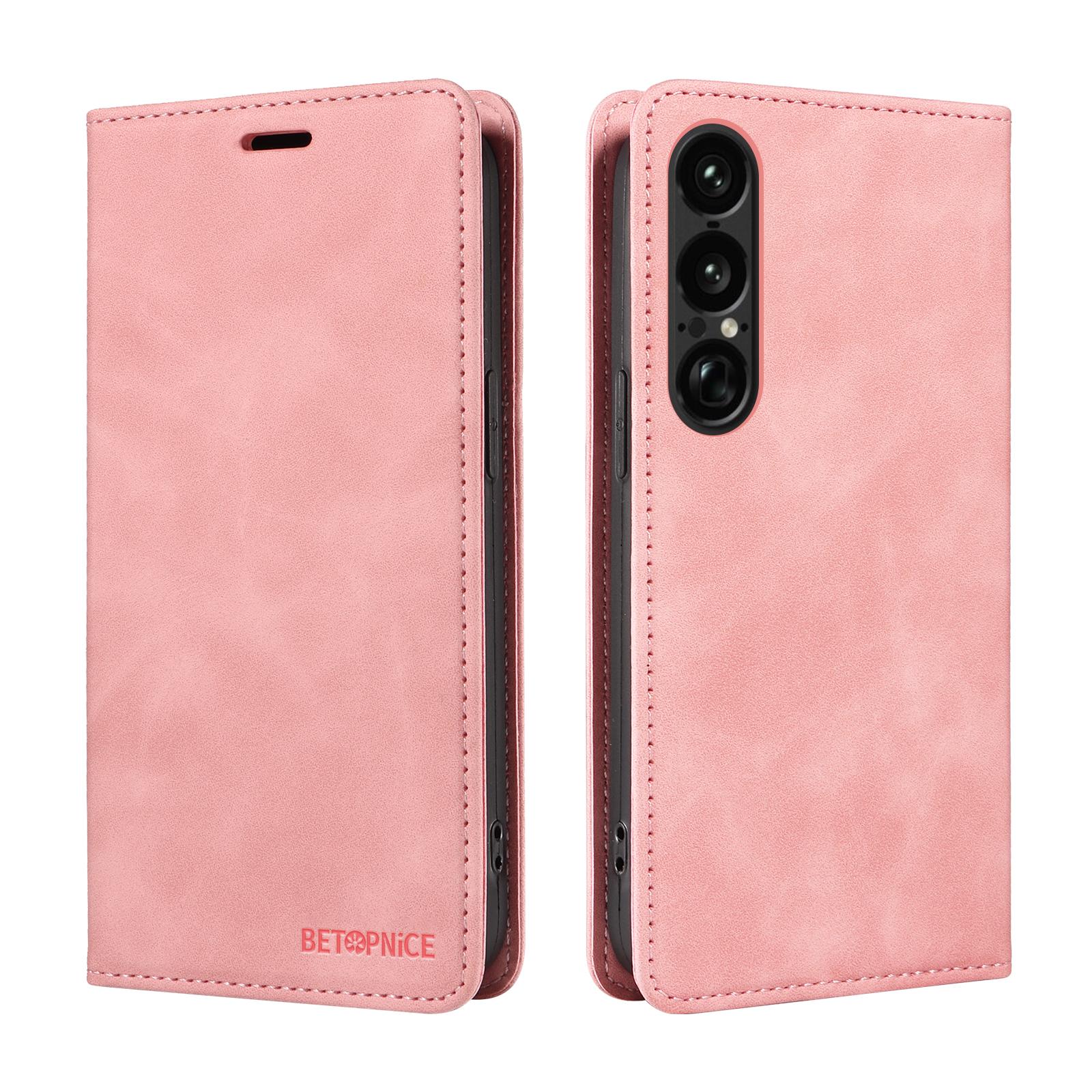 

For Sony Xperia 1 VII Case BETOPNICE Magnetic Closure RFID Blocking Wallet Stand Leather Phone Cover Black