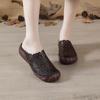 Summer new first-layer cowhide flat-bottom beef tendon sole women's shoes casual leather hollowed-out breathable slippers hole shoes