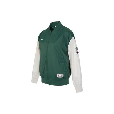Logo Print Color Block Double Zip Design Woven Loose Jacket Women Jackets Green FQ0703-323