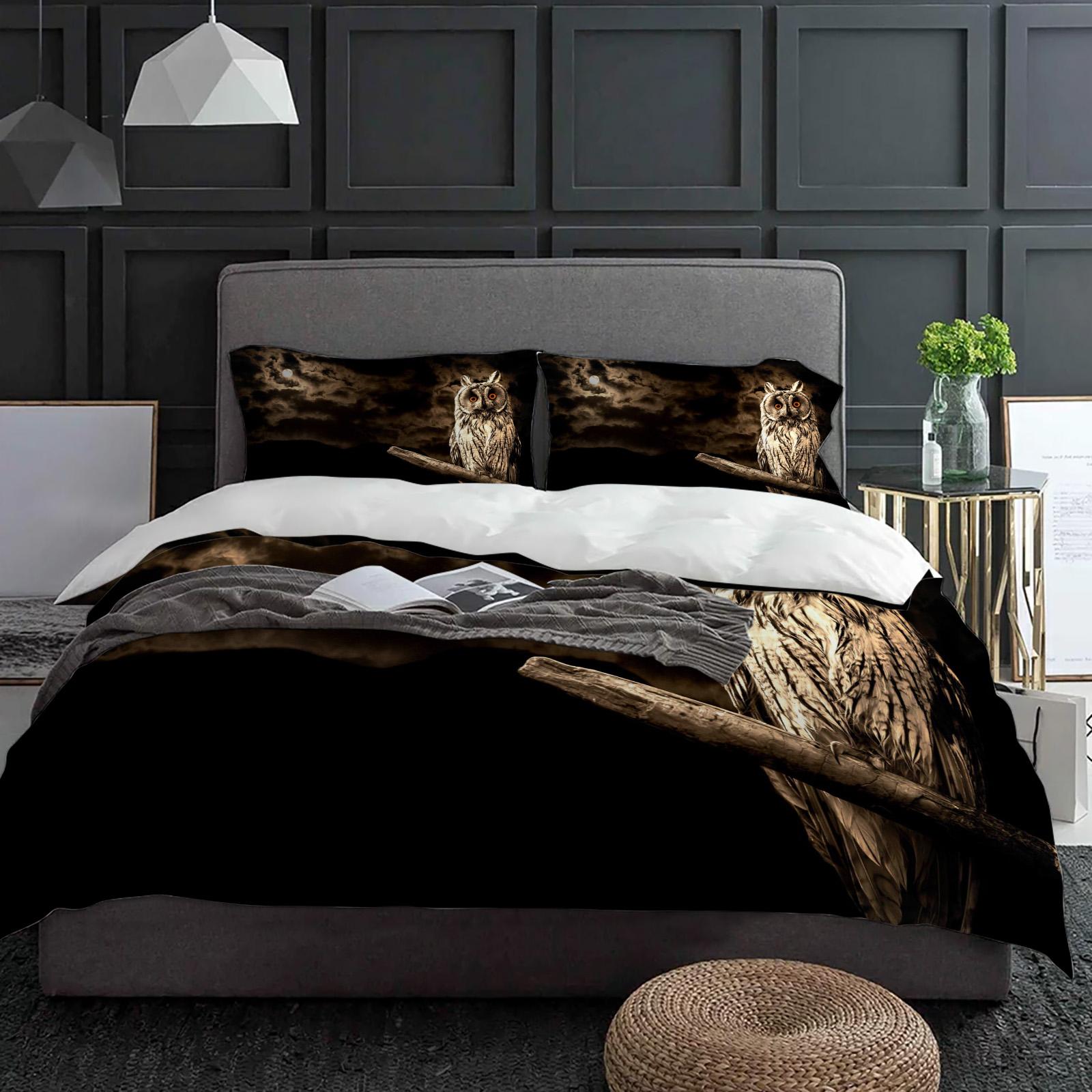 

Сова Луна Ночь Черный Комплект Постельного Белья 3шт Для Мальчиков Девочек Пододеяльник Наволочка Детский Взрослый Покрывало Комплект Двуспальный Домашний Текстиль EU single(135x200cm)