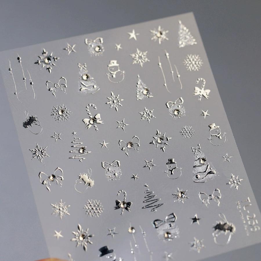 Cute Animals Bear Dog Cake Sweet Cherry Grid Bowknot Star Line Fruit Relief Self Adhesive Nail Art Stickers 5D Manicure Decals