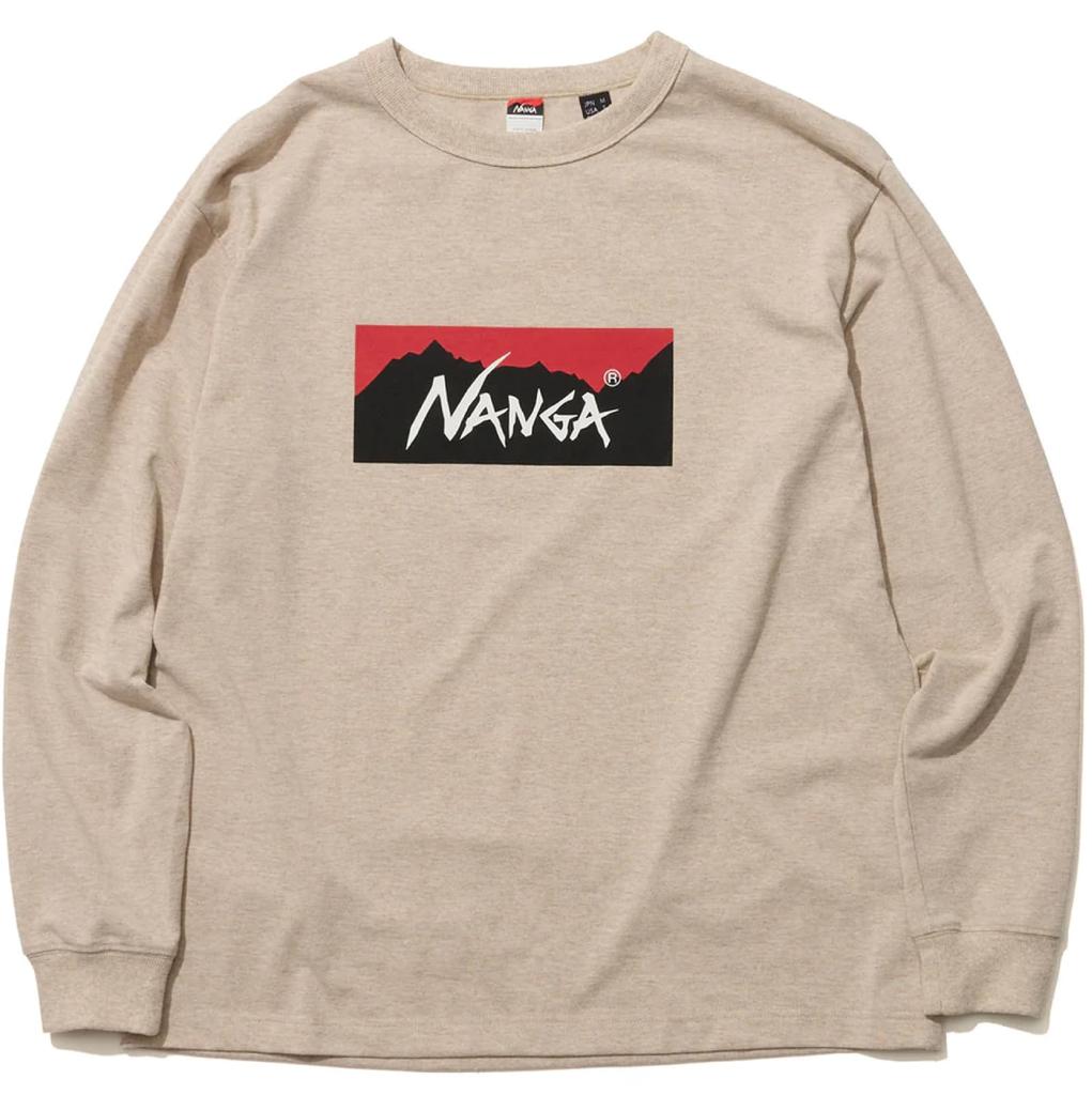 Nanga ECO HYBRID BOX LOGO TEE Hybrid Box Logo Long Sleeve OATMEAL M L/S (Eco Tee)