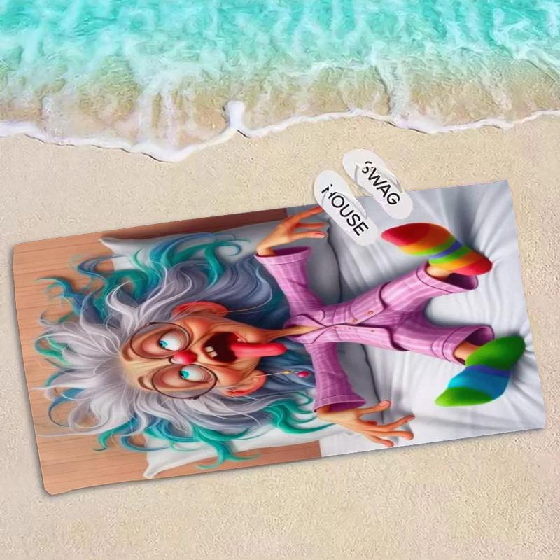 Novelty Cartoon Beach Towel Mat For Pool Lounge Area Summer Camping Home Decor Accessory Beach Matquick Drycomfortpicnic Blanket