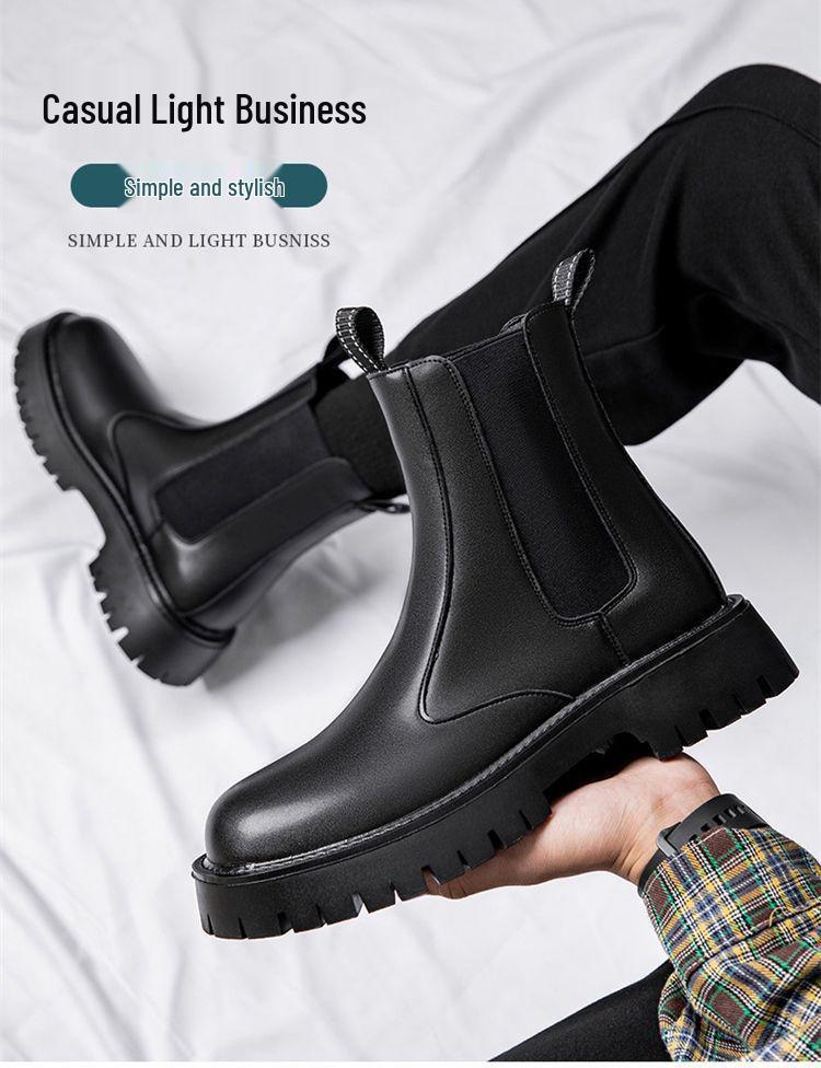 Men's High-Top Chelsea Boots: British Style Martin Leather Boots for Autumn/Winter
