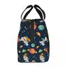 Space Universe Astronaut Lunch Bag Thermal Cooler Insulated Cartoon Spaceship Spaceman Lunch Box for Women Kids School Food Bags