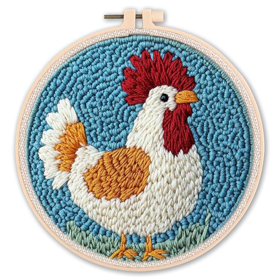 DIY Punch Needle Kits Owl Bird Easy for Beginners Punch Needle Embroidery Set with Hoop Stamped Pattern for Craft Home Decor 20*20cm