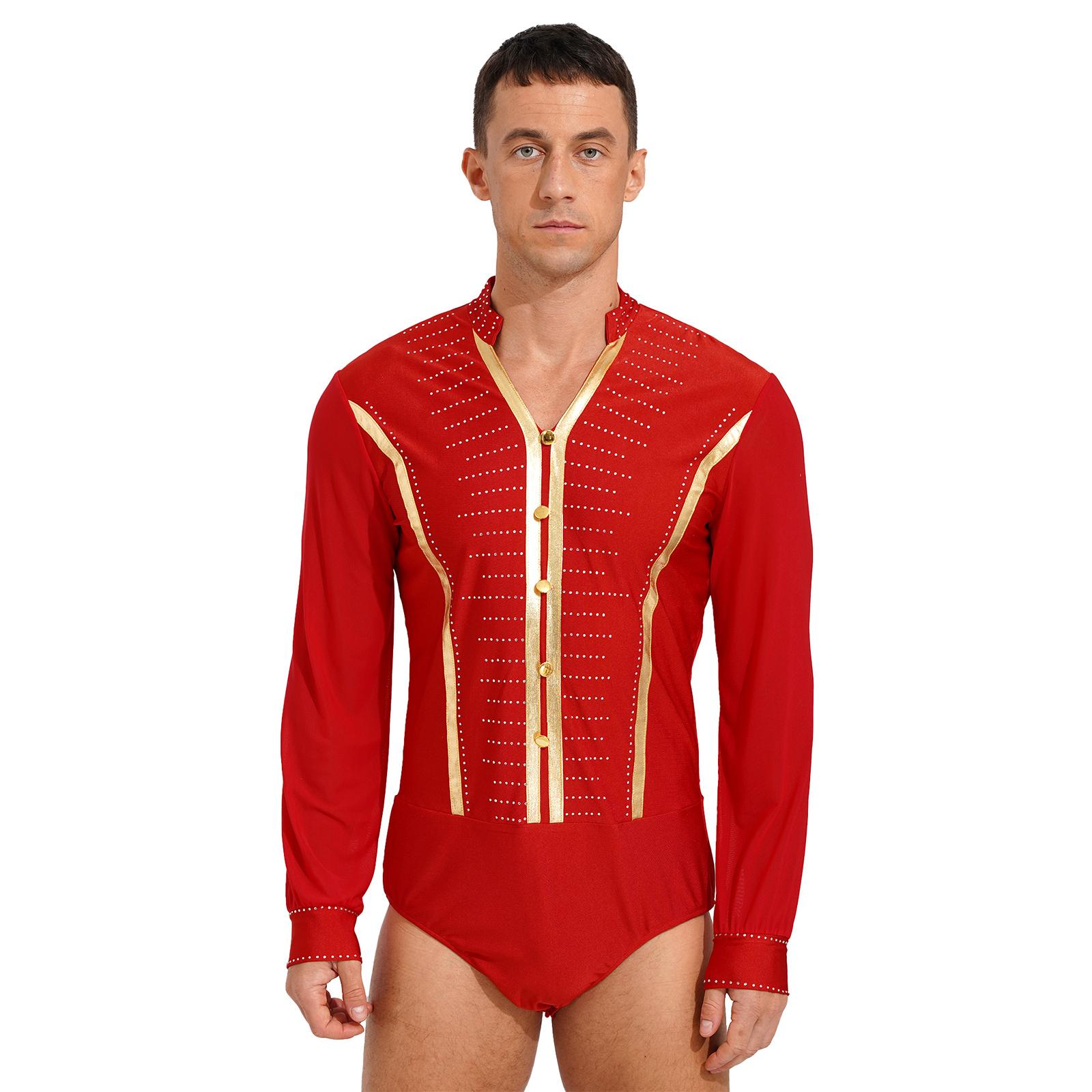 TiaoBug Body Da Ballo Latino Tango Uomo Pattinaggio Artistico Con Strass Costumi Prestazioni Slim Fit Camicia Da Danza Classica Body Da Ginnastica Sala Da Ballo Costume Bianco M : Amazon.it: Moda