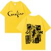 Coraline Film Grafikleri Vintage Tişört Kadın Moda Vintage Sokak Giyimi Oversize %100 Polyester Kısa Kollu Tişörtler Kadın