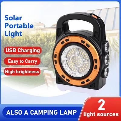 LED Solar Portable Rechargeable Floodlight Waterproof Spotlight Battery Powered Searchlight Outdoor Work Lamp Camping Lantern