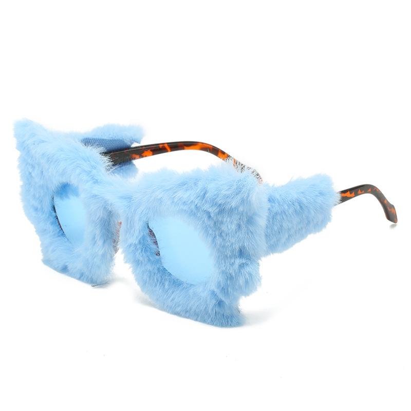 New Arrival Cat Eye Plush Sunglasses For Women Party Vintage Oversized Decorative Glasses Winter Thermal Fluffy Eyewear Uv400