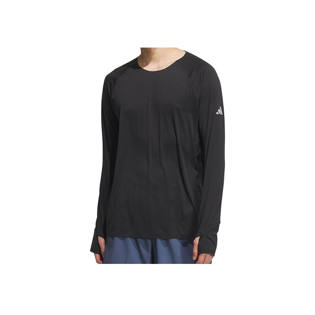 Adidas Soft Comfortable Skin-Friendly Versatile Long Sleeve T-Shirt Unisex Tops Black JY6985