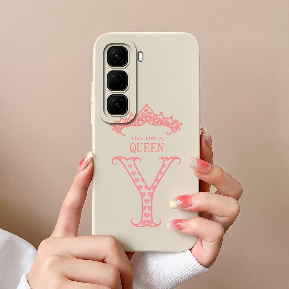For Infinix Hot 50 Pro Plus Case Couple A-Z Letter Upgrade Camera Protection Soft Liquid Silicone Back Cover For Hot50 4G 5G