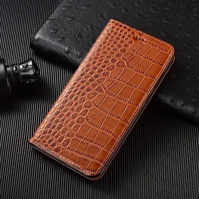 Custodie Per SAMSUNG Galaxy S24 S23 S22 S21 S20 Plus Ultra FE 5G Custodia a Libro Coccodrillo Vera Pelle di Mucca Coperture Portafoglio Magnetiche
