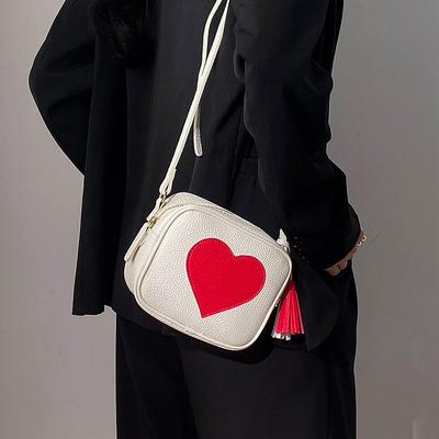 New Ladies Heart Printed Crossbody Bags Fashion Leather Shoulder Bags Luxury Zipper Mini Square Bags Casual Phone Handbags