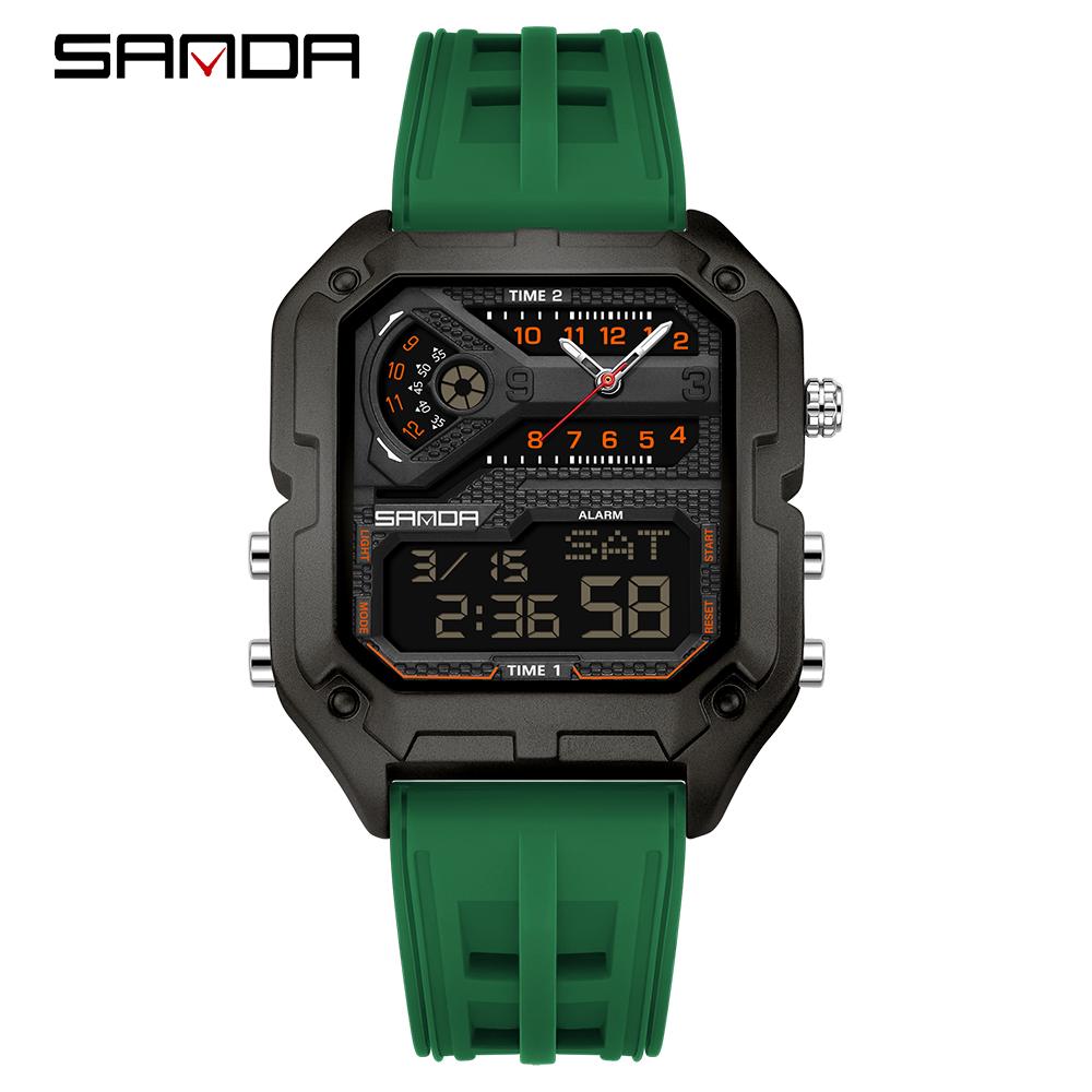 SANDA 6278 Multi functional Square Fashion Electronic Watch Top Men's Watch Waterproof Sports Outdoor Alarm Clock Men's Watch
