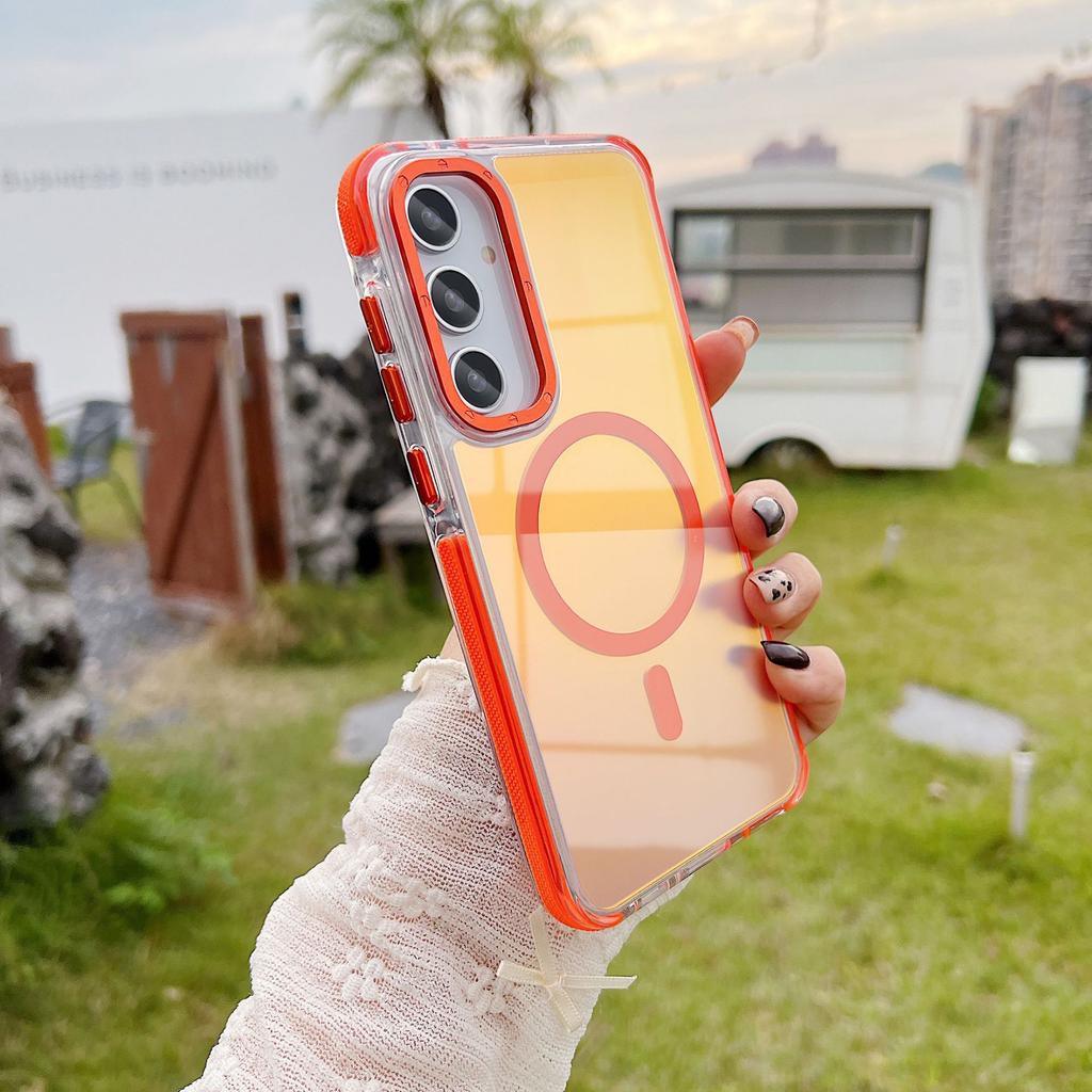 Suitable for Samsung A56 Mobile Phone Case Colorful Hardware Magnetic Absorption A55 A06 Full Inclusive Super Anti-fall