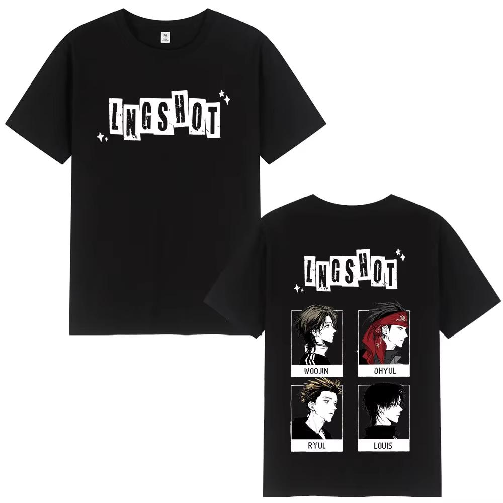 Korean Kpop Lngshot T Shirt Unisex Women Clothing Fashion Hiphop Short Sleeve Top pure Cotton Casual Tshirt Streetwear 2026 new