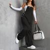 Damen Mode Vintage Tasche Gerade Bein Arbeitskleidung Overalls Lässige Hose Farbe Jumpsuit