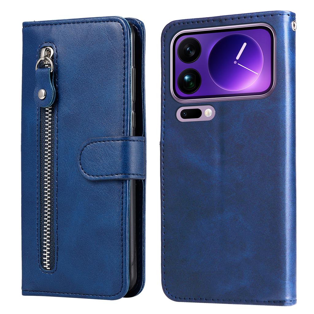 For Xiaomi 17 Pro Max PU Leather Cases with Zipper Pocket Wallet Phone Cover Stand