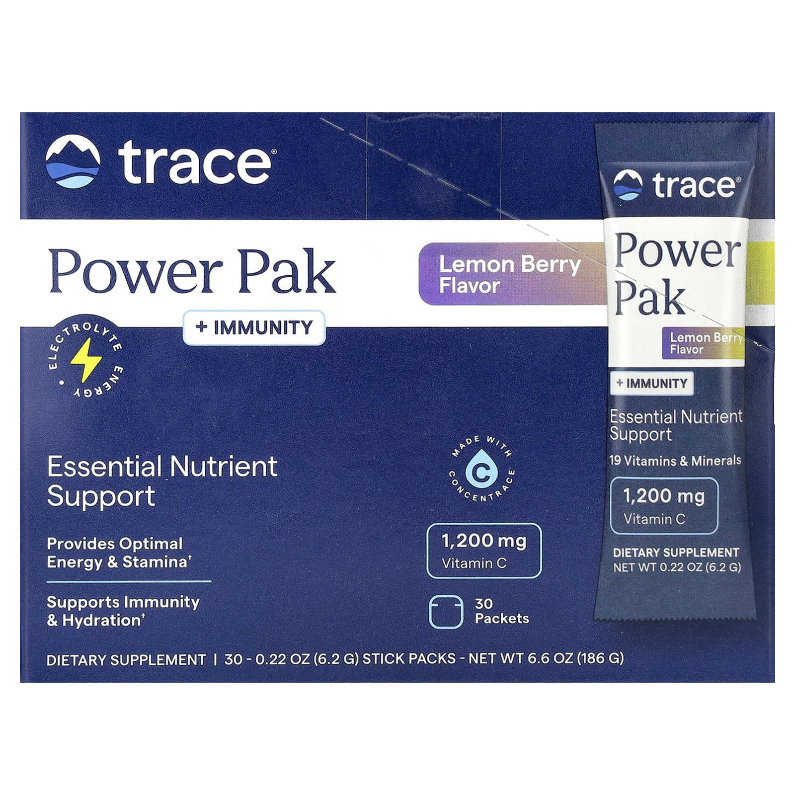 

Power Pack + Immunity, Lemon Berry, 30 Packs, 5.3G (0.19Oz) Each