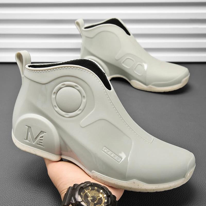 

Модные Уникальные Мужские Дождевые Ботинки Водонепроницаемые Нескользящие Рыбацкие Ботинки Толстая Подошва Износостойкие Теплые Обувь для Мойки Машин Zapatillas Мужские 39