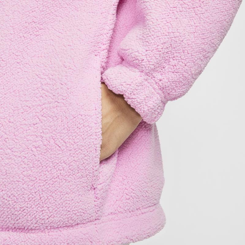 Nike Reversible Faux Shearling Warm Stand Collar Jacket Women jackets Pink FV8443-662