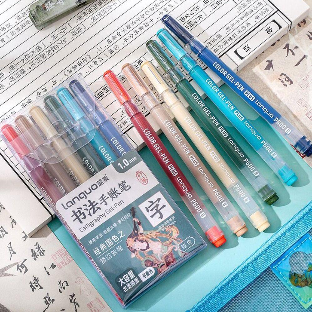6Pcs Aesthetic Stationery Multicolor Neutral Pen Stackable Color Writing Drawing Marker  Writing